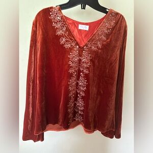 Rust color bell sleeve blouse